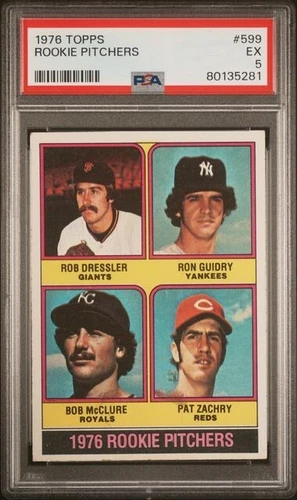 LIGHTNING PSA 5 EX RON GUIDRY ROOKIE 1976 TOPPS 599 GRADED VINTAGE YANKEES TPHLC