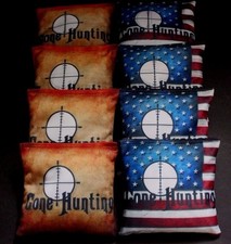 USA PATRIOTIC Flag GONE HUNTING Gun Scope Target Set of 8 Cornhole Bags B246