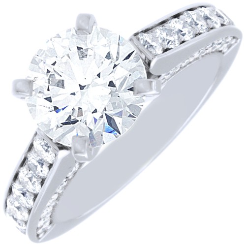 Anello Di Fidanzamento Solitario Pav&eacute; Oro Bianco 9K - Diamante 0,08 Ct Luminoso