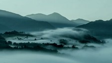 Landscape nature mountains mist forest sun Custom Gaming Mat Desk