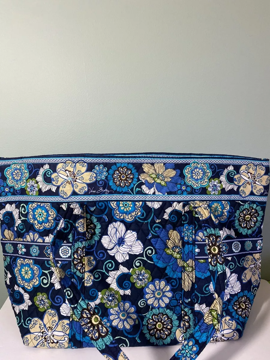 New Vera Bradley Super Tote In Mod Floral Blue eBay