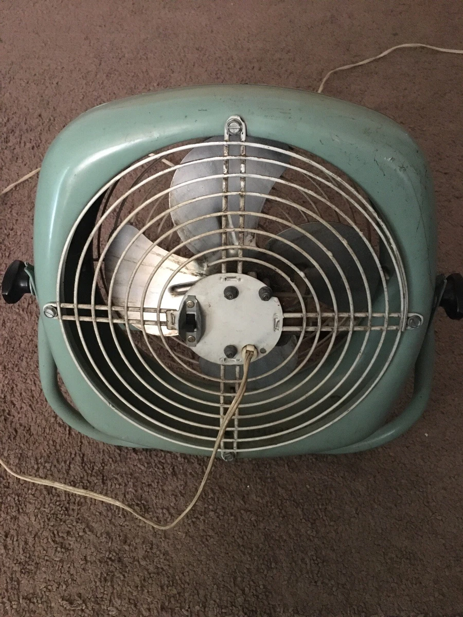 Vintage Lasko Turquoise Blue Green Metal Floor Fan Round Circle Square |  eBay