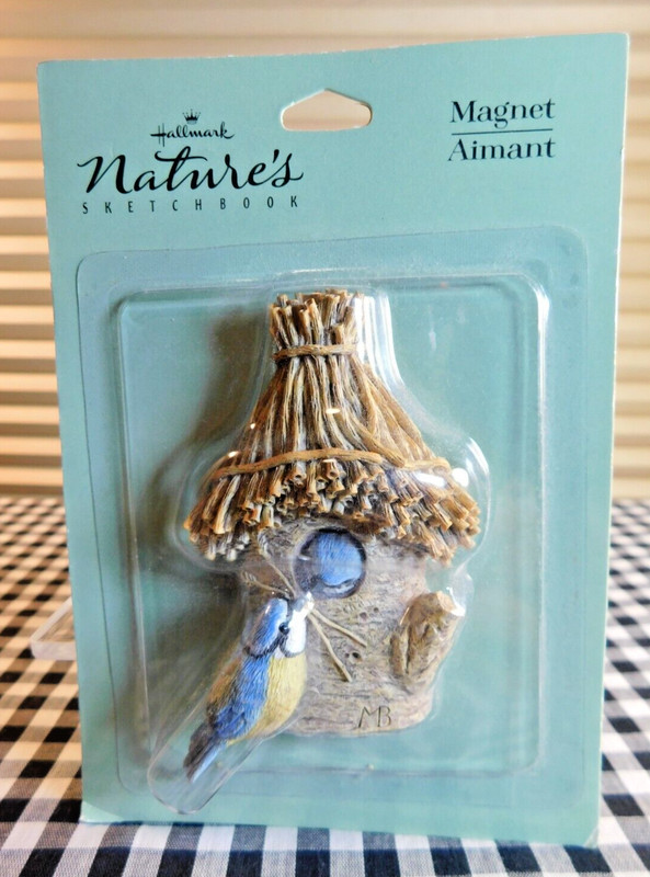 Hallmark Marjolein Bastin Magnet Bluebird feeding Baby Bird Mint in Package