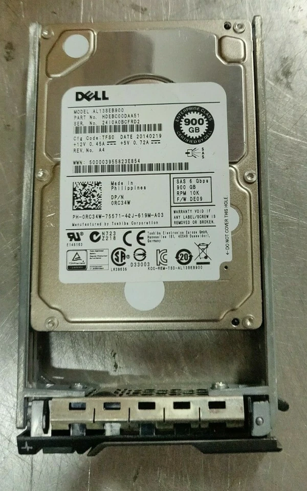 10x Dell RC34W 900GB 10K RPM 6Gbps 2.5" SAS Hard Disk Drive with R series Sled - Image 2 of 2