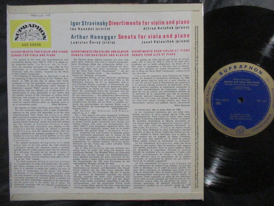 IDA HAENDEL Stravinsky Divertimento For Violin / 10" EP CSSR SUPRAPHON SUF 20036 - Bild 3 von 4