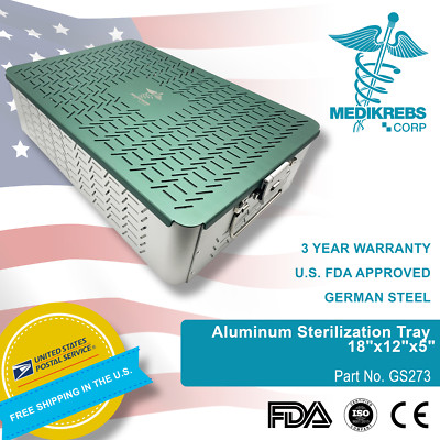 Aluminum Sterilization Tray Case 18''x12''x5'' (45 x 30 x 12 cm) Surgical