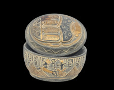 RARE ANCIENT EGYPTIAN ANTIQUE RAMSES II Hunting JEWELRY Scarab BOX EGYCOM
