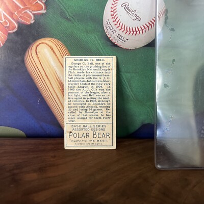 polar bear tobacco baseball cards 1911 T205 Gold Border George Bell Polar Bear Tobacco Baseball Card VgEx To  Ex