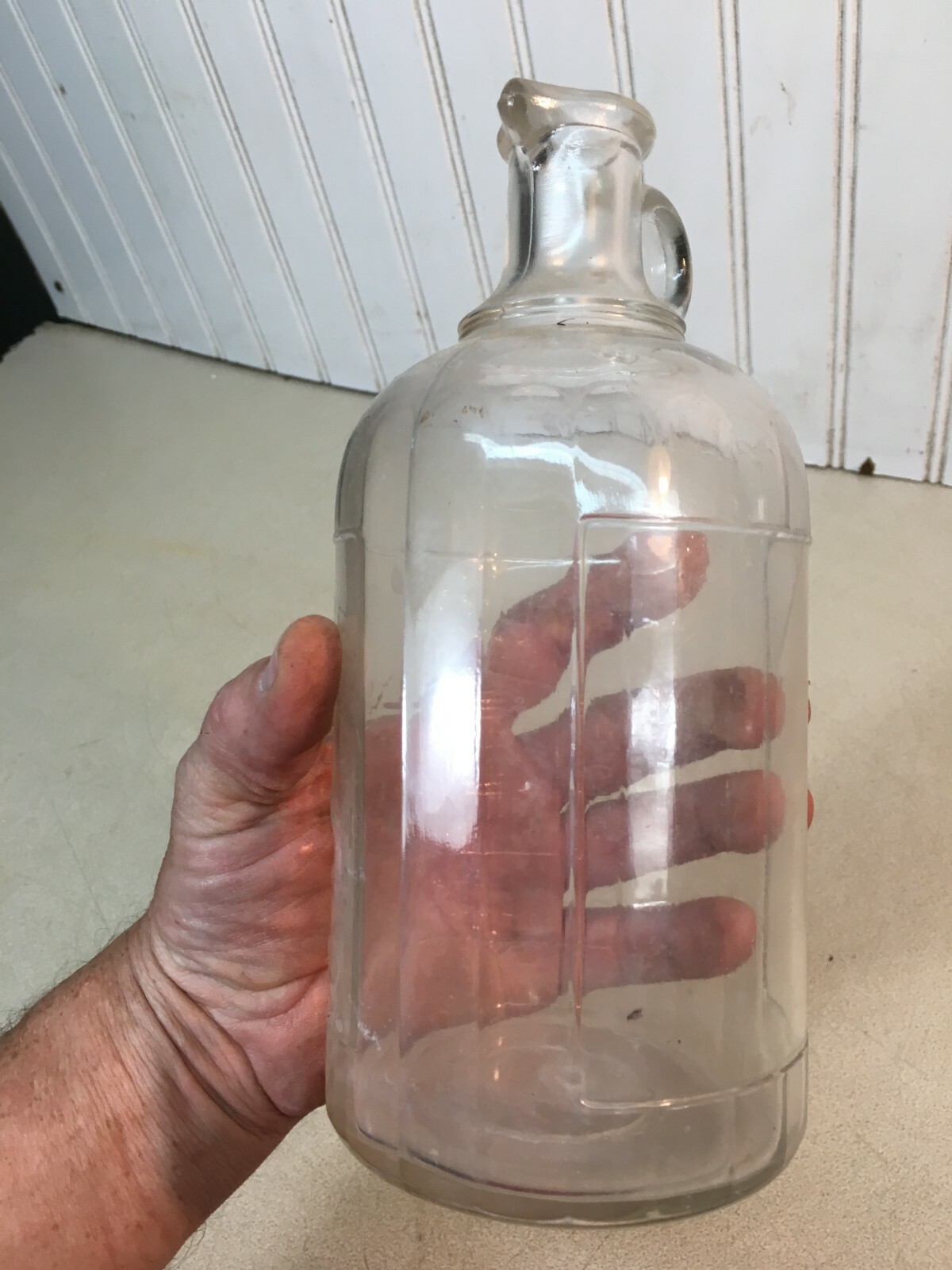 Antique Embossed WHITE HOUSE VINEGAR JAR Small Jug Pint Dated on bottom