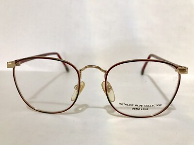 METALINE PLUS COLL #106 52mm SQUARE GOLD/WINE WOMEN EYEGLASSES OPHTHALMIC FRAME