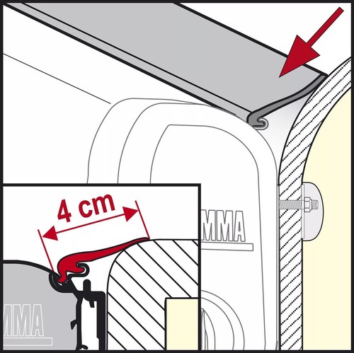 Fiamma F45 F70 Kit Rain Rubber Guard M for Awning Adapter Curved Walls 4cm 3m