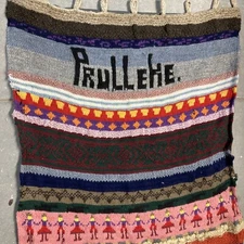 Vintage Funky 1970s Seventies Wall Hanging Hand Made Knitted Wool Antique