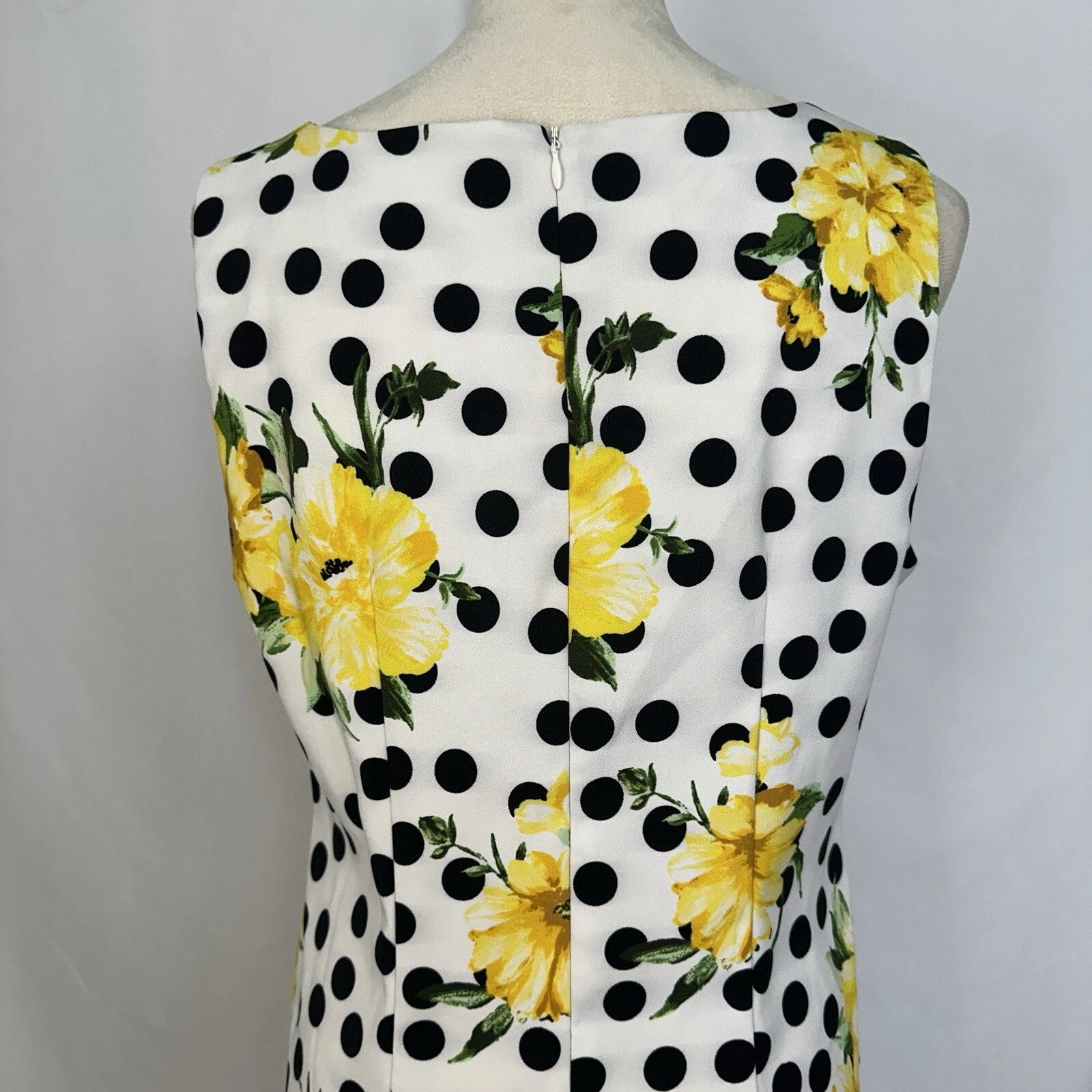 Abito donna Alyx taglia 8 girasoli a pois midi tubino senza maniche estivo