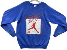 Vintage Nike Air Jordan Flight Sweatshirt Mens XL Blue Red Fruit Of The Loom