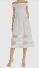 Aidan Mattox Women's White Off-the-Shoulder Shadow Crepe Dress Size 8 Ivory