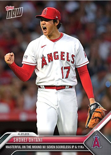 Shohei Ohtani 2023 TOPPS NOW #161 Pitches 7 Scoreless Innings and 11 k