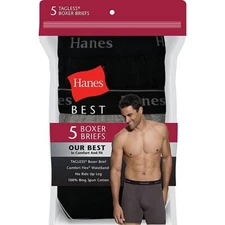 Hanes Men's 5-Pack Best Boxer Brief Size S Black