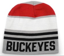 NEW OSU Ohio State Buckeyes Cuffed Knit Winter Beanie Hat Cap Adult Mens Pom