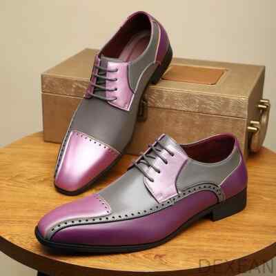 New Mens Fashion Two Tone Leater Business Casual Shoes For Wedding and Party Sho