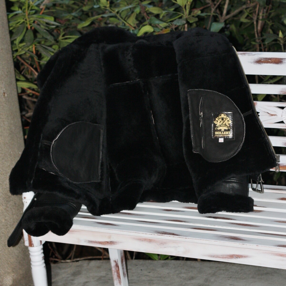 Hollert Men's Sheepskin Jacket B16 MODEL 7 BLACK Genuine Merino Fur Leather image 8