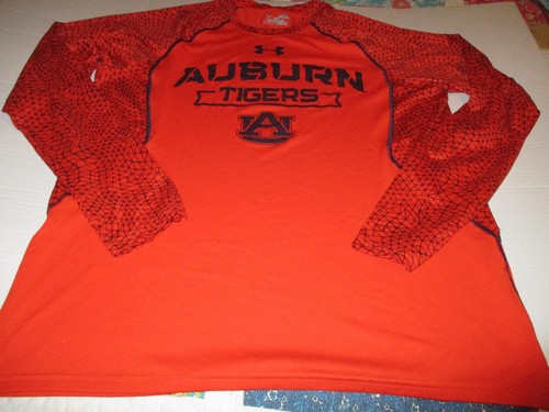 Under Armour Auburn Tigers Long Sleeve Heat Gear Shirt Medium Loose Fit Soft