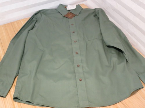 Large Harriton Mens Long Sleeve Twill Shirt Stain Release M500 Dill Green Color - Picture 6 of 10