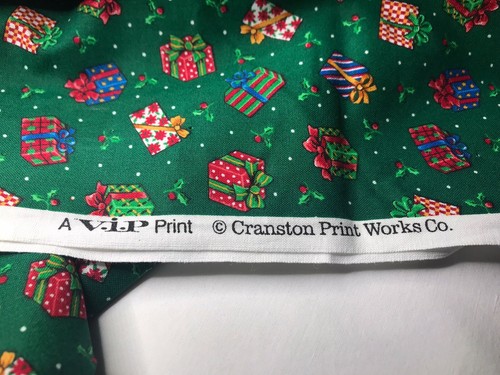 Vintage VIP Cranston Christmas Cotton Fabric ~ Presents Gifts Holly ~ 1 yd x 44” - Picture 3 of 3