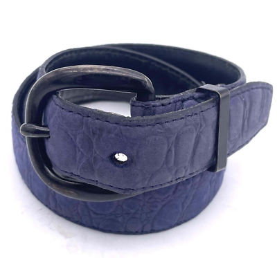 Just Jamie Women Italian Alligator Calfskin Leather Belt Bluish Size 28\