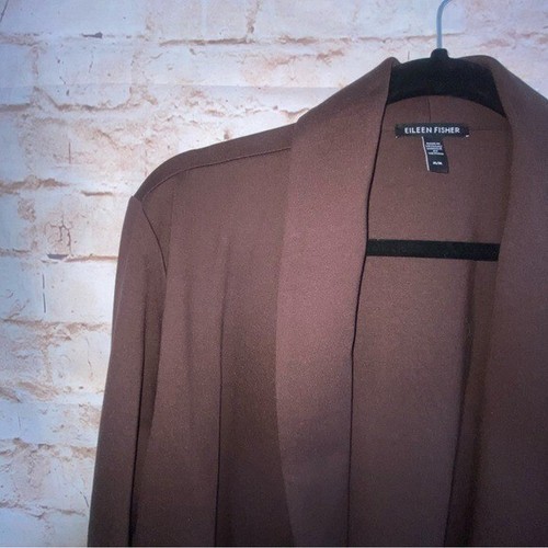 Eileen Fisher Longjacke Strickjacke mit Schalkragen in Kaffee Größe M - Bild 3 von 6