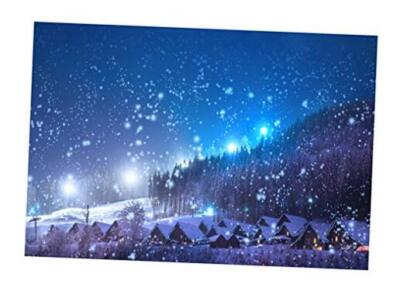  Christmas Backdrop Rustic Village Night View Forest Trees Snowing 9x6ft