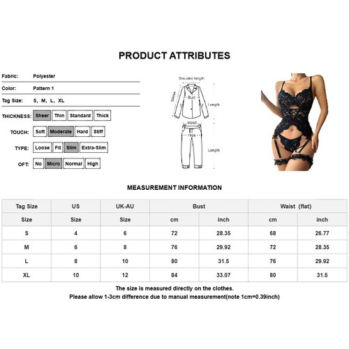 Sexy Womens Lace Bodysuit Bra Set Lingerie Babydoll Suspender Belt Nightwear AU - Picture 6 of 30