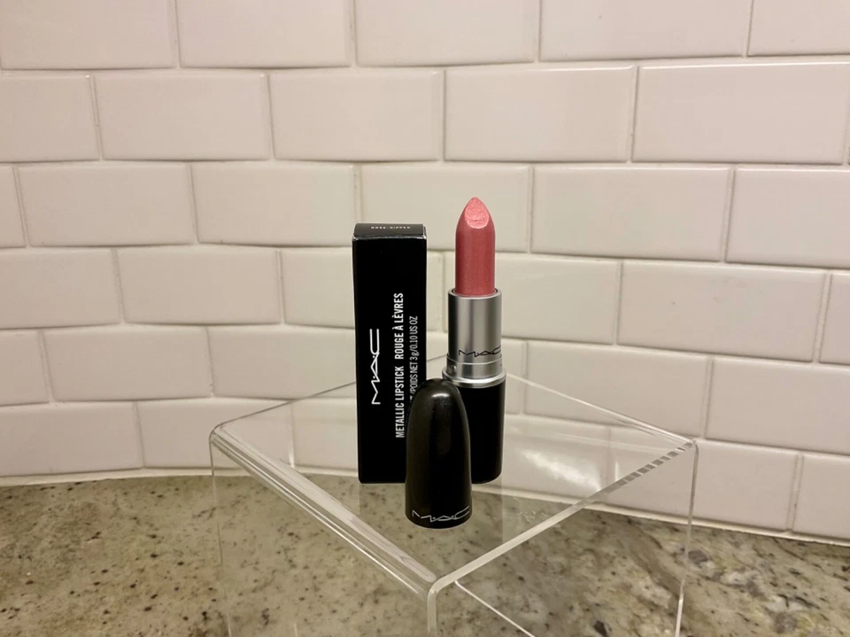 MAC ROSE DIPPED Metallic Lipstick NIB Authentic Full Size - Image 2 of 4