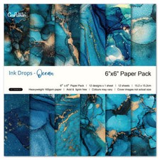 Wizardi Ocean Scrapbook Paper Pack. 12 Sheets of 15.2x15.2cm Heavyweight Pape...