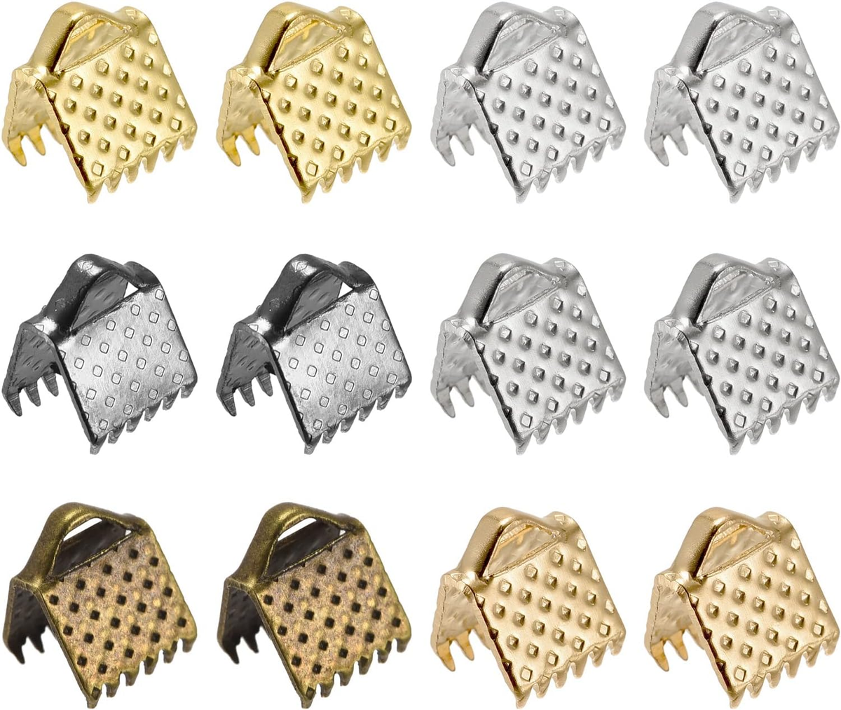 300Pcs Ribbon Crimp Clamp Ends, 6Mm Bookmark Pinch Cord End Clasps