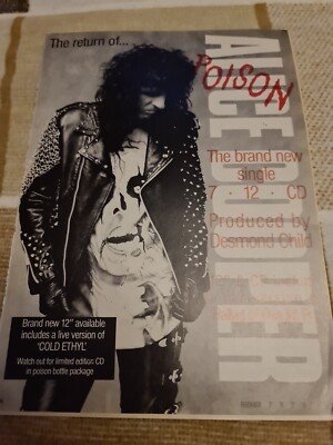 Vintage ALICE COOPER POISON / HAMMOND ORGAN JON LORD A4 POSTER RAW CLIPPING 