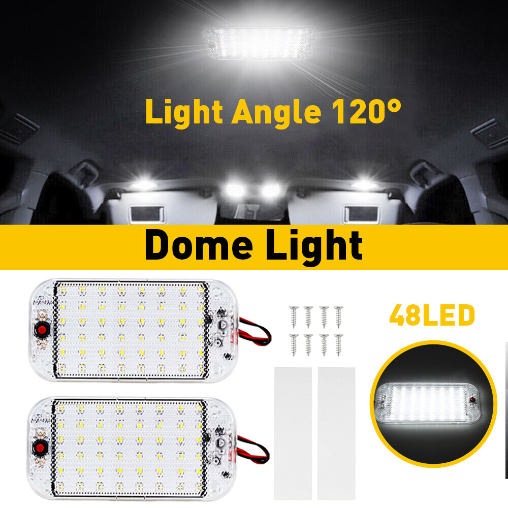 Upgrade with 2x 12V 48-LED Interior Car Roof Dome Ceiling Lights for RV Camper Trailer or Truck