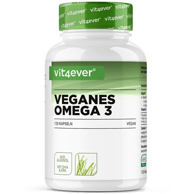 Algenöl Omega 3 120 Kapseln Vegan + Hochdosiert - 450 mg DHA & 225 mg EPA am Tag