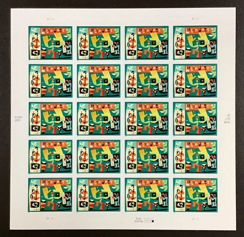 Scott #4349  Latin Jazz  MNH 42 c Sheet of 20  Issued in 2008