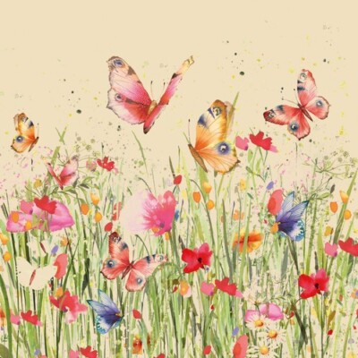 20 Servietten aus Recycling-Papier Flowerfield Eco Blumenwiese Garten 33x33cm