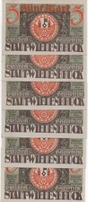 GERMANY WIEDENBRÜCK 6 X 5 MARK 1921 NOTGEL EMERGENCY MONEY UNC+-