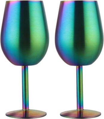 2 Stück Weinglas Rainbow Trinkglasbecher Irisierendes Glasgeschirr Geschenkset