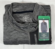 G.H. Bass  Co Mixed Media 1/4 Zip Pullover, Soft, Gray, Men's XL, NEW