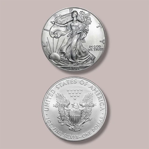 Pre Owned 2001 - 1 oz American Silver Eagle Coin - One Troy oz .999 Bullion-B9