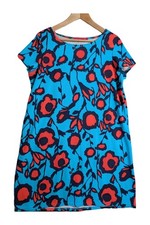 Boohoo Womens Floral Print Dress Blue Red Black Uk 18 35 Inch Length Casual