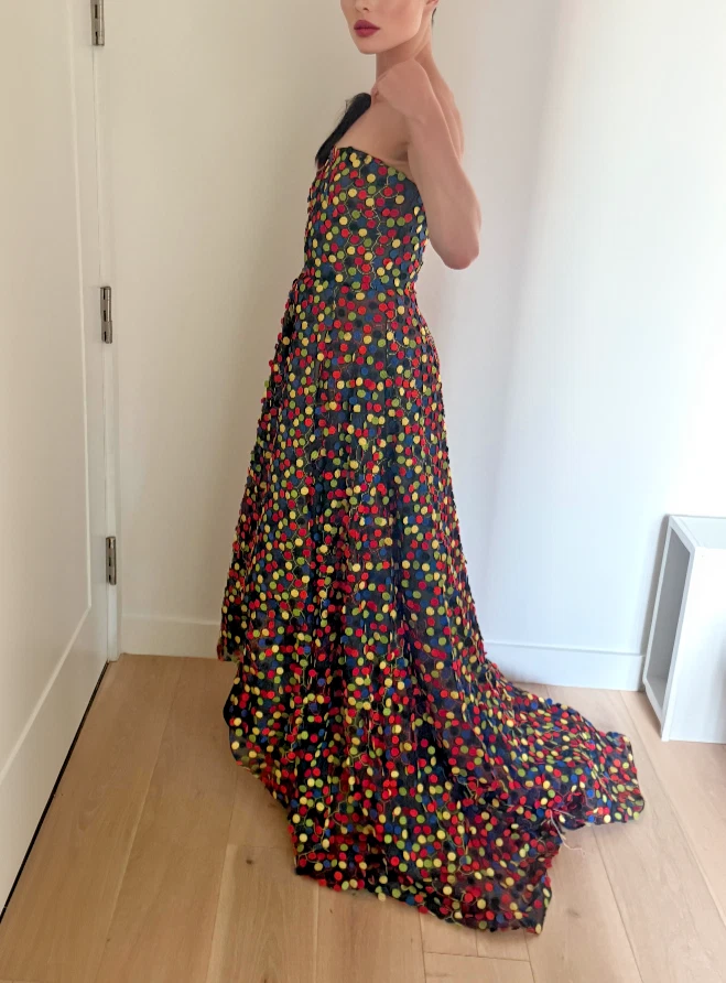 Exquisito Vestido de Noche Jason Wu Sin Tirantes - Vestido Midi/Maxi a Lunares - Talla S - Foto 2 de 4