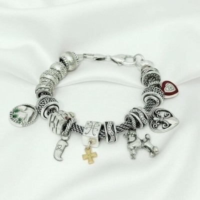 Brighton Add-a-Charm Bracelet with 12 charms 8'' in Length - VGC