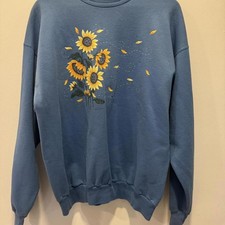90s Blue and yellow sunflower sweatshirt indie 90s grannycore granola