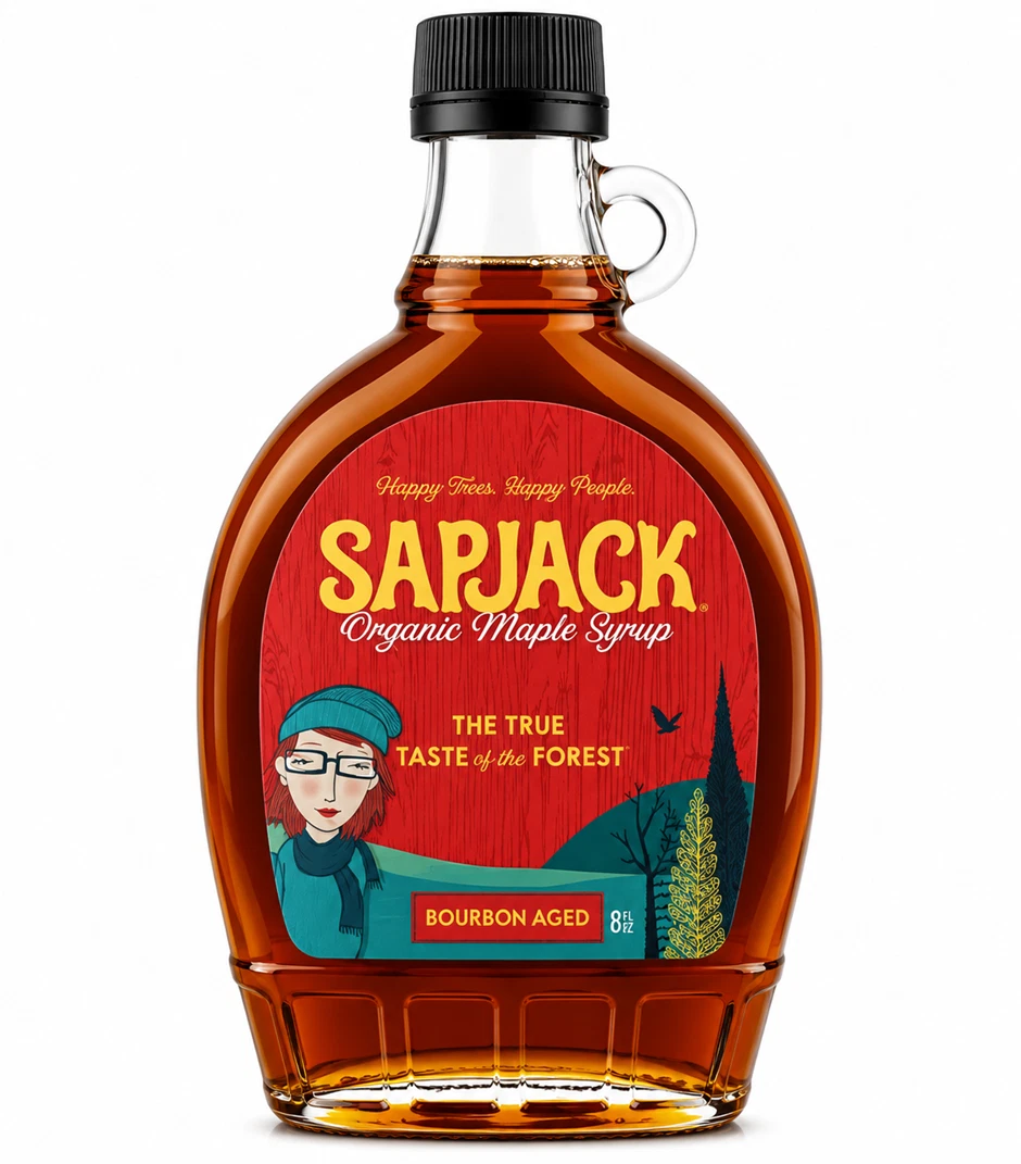 Sapjack Bourbon Barrel Aged Organic Maple Syrup 8 oz Bottle