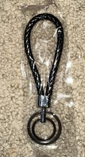 Two Circle Leather Rope High Quality Black Key Ring Keychain