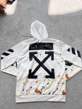 Off-White White Paint Splatter Hoodie NEW Mens Medium Lightweight Pullover